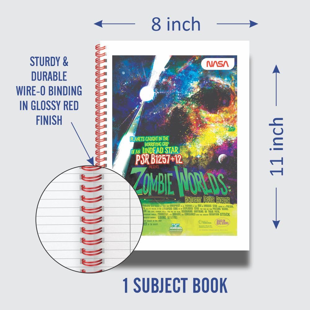 Anupam NASA 1 Subject Notebook A4, 70 GSM, 70 Sheets (140 Pages) College Ruled/Plain Spiral Subject Notebook for Work, School Supplies, Home & Office, Writing Journal